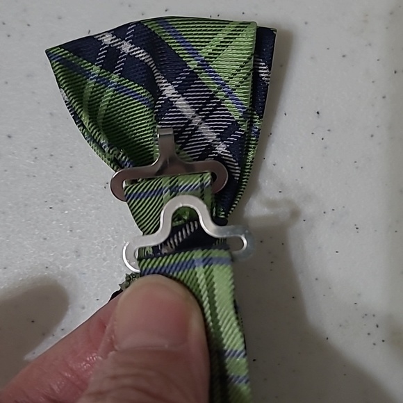 Stylish Green and Blue Plaid Kids Bow Tie - Picture 2 of 4